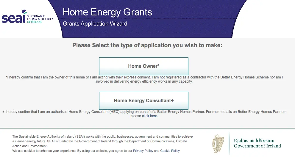 SEAI Online Grant Wizard